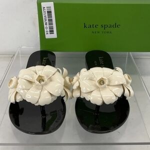 Bnib Kate Spade Black French Cream Jelly Floral Jaylee Sandals 7, 8 B